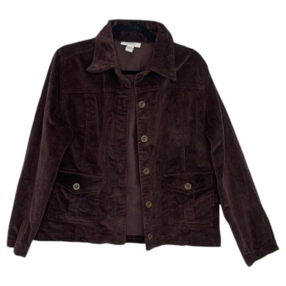 Dress Barn button down corduroy jacket brown women's size L